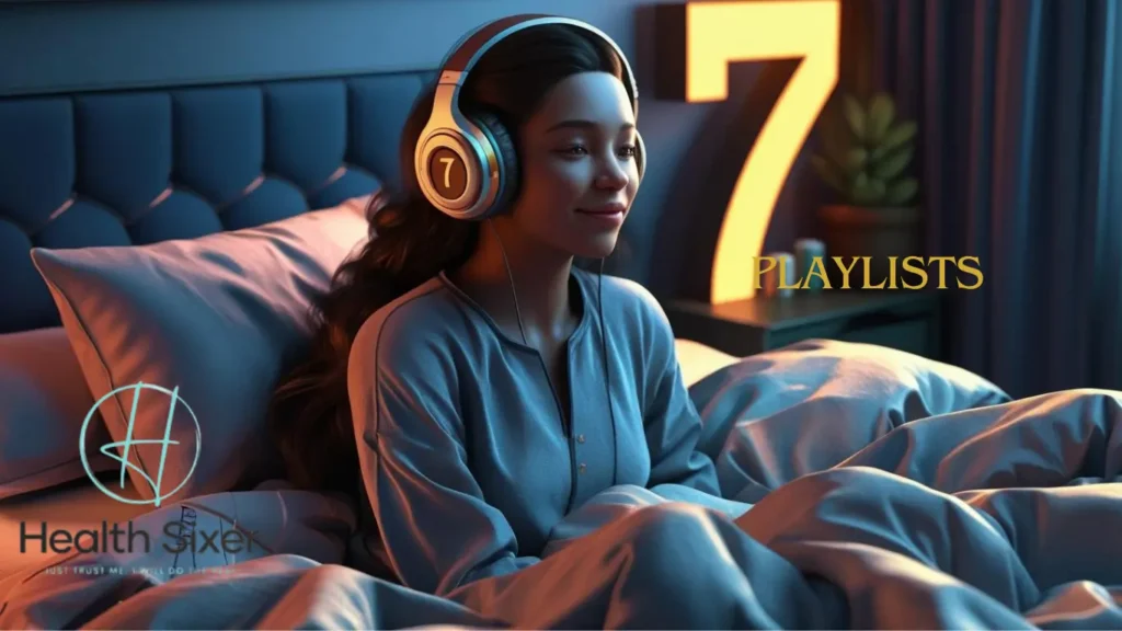 woman relaxing with headphones for deep sleep music