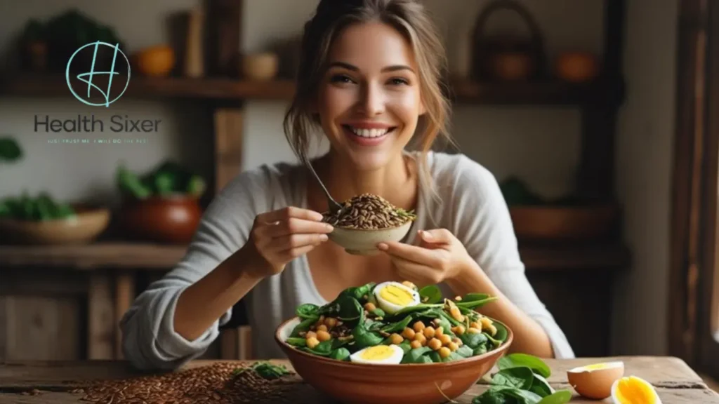 a girl is taking scalp friendly diet