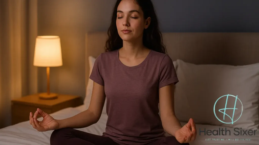 a girl inducing sleep via sleep meditation